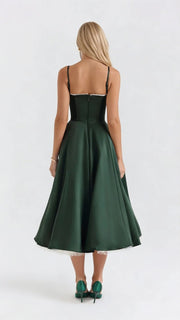 Selene Sweetheart Midi Dress Green view 3