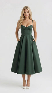 Selene Sweetheart Midi Dress Green view 1