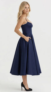 Selene Sweetheart Midi Dress Navy view 6