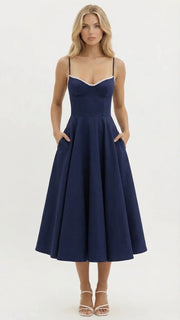 Selene Sweetheart Midi Dress Navy view 1