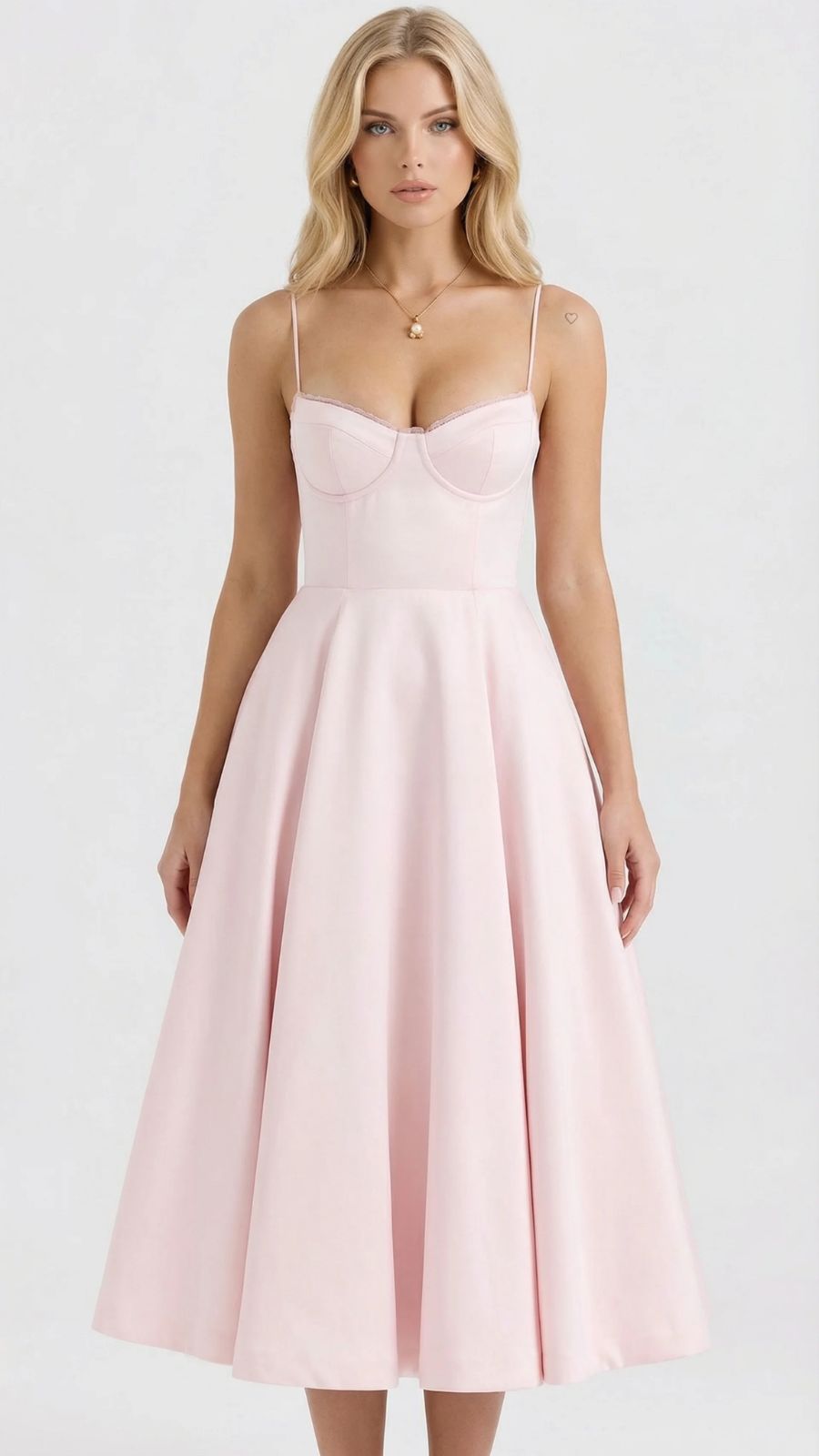 Selene Sweetheart Midi Dress Pink