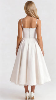 Selene Sweetheart Midi Dress White view 3