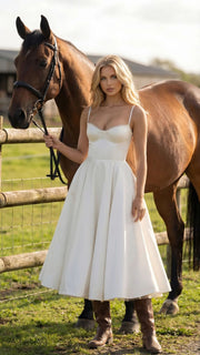 Selene Sweetheart Midi Dress White view 4