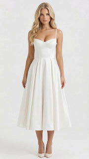 Selene Sweetheart Midi Dress White view 1