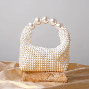 Selina Pearl Beaded Top Handle Mini Party Bag White view 3