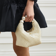 Selina Pearl Beaded Top Handle Mini Party Bag White view 1