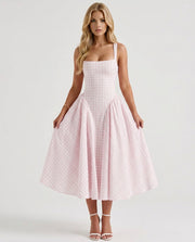 Sherrie Gingham Midi Dress Blush view 2