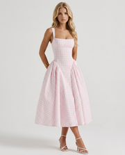 Sherrie Gingham Midi Dress Blush view 3