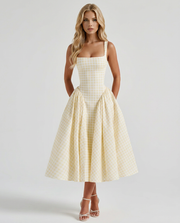 Sherrie Gingham Midi Dress Butter Yellow view 1