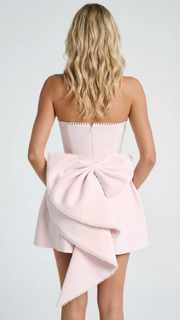 Sienna Pearl Bow Mini Dress Pink view 4