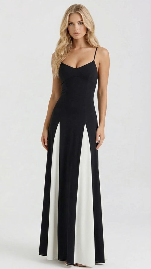 Solara Flare Maxi Dress Black & White