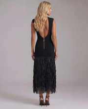 Stella Fringe Midi Dress Black view 4