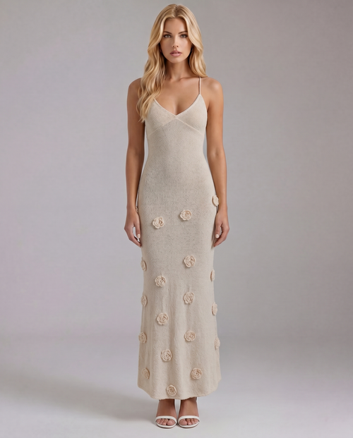 Suki Satin Slip Maxi Dress Beige