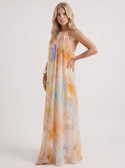 Sylvie Chiffon Maxi Dress Orange view 3