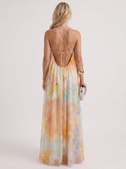 Sylvie Chiffon Maxi Dress Orange view 5