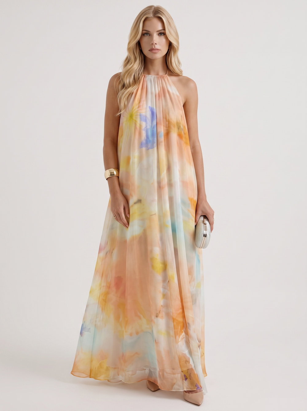 Sylvie Chiffon Maxi Dress Orange