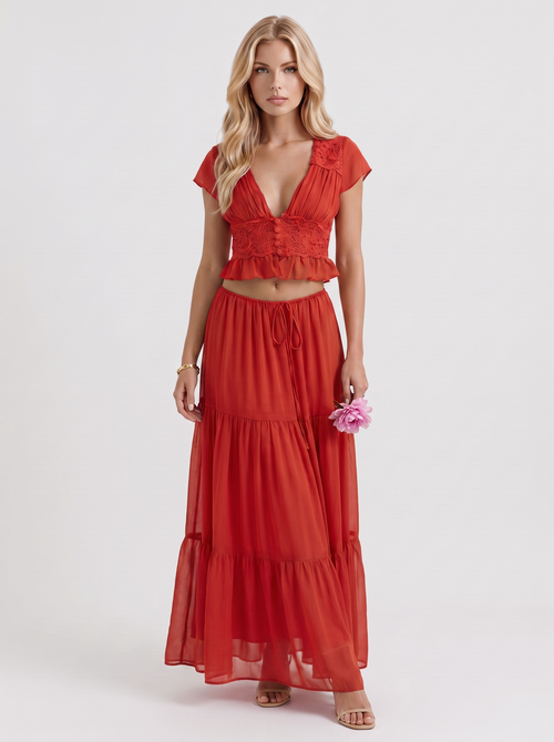 Talia Skirt Set Red