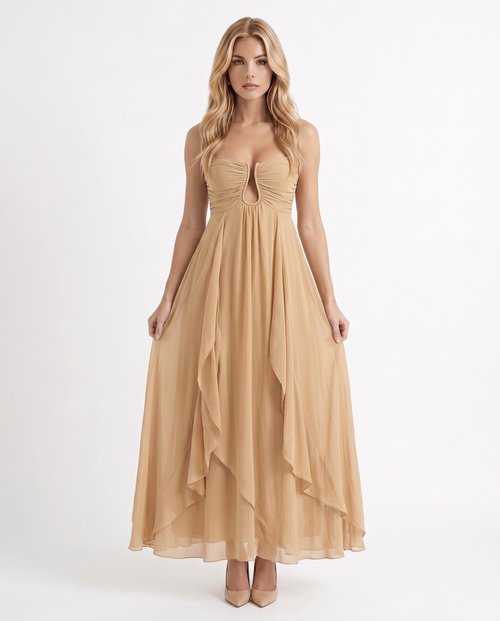 Tatum Keyhole Maxi Dress Khaki