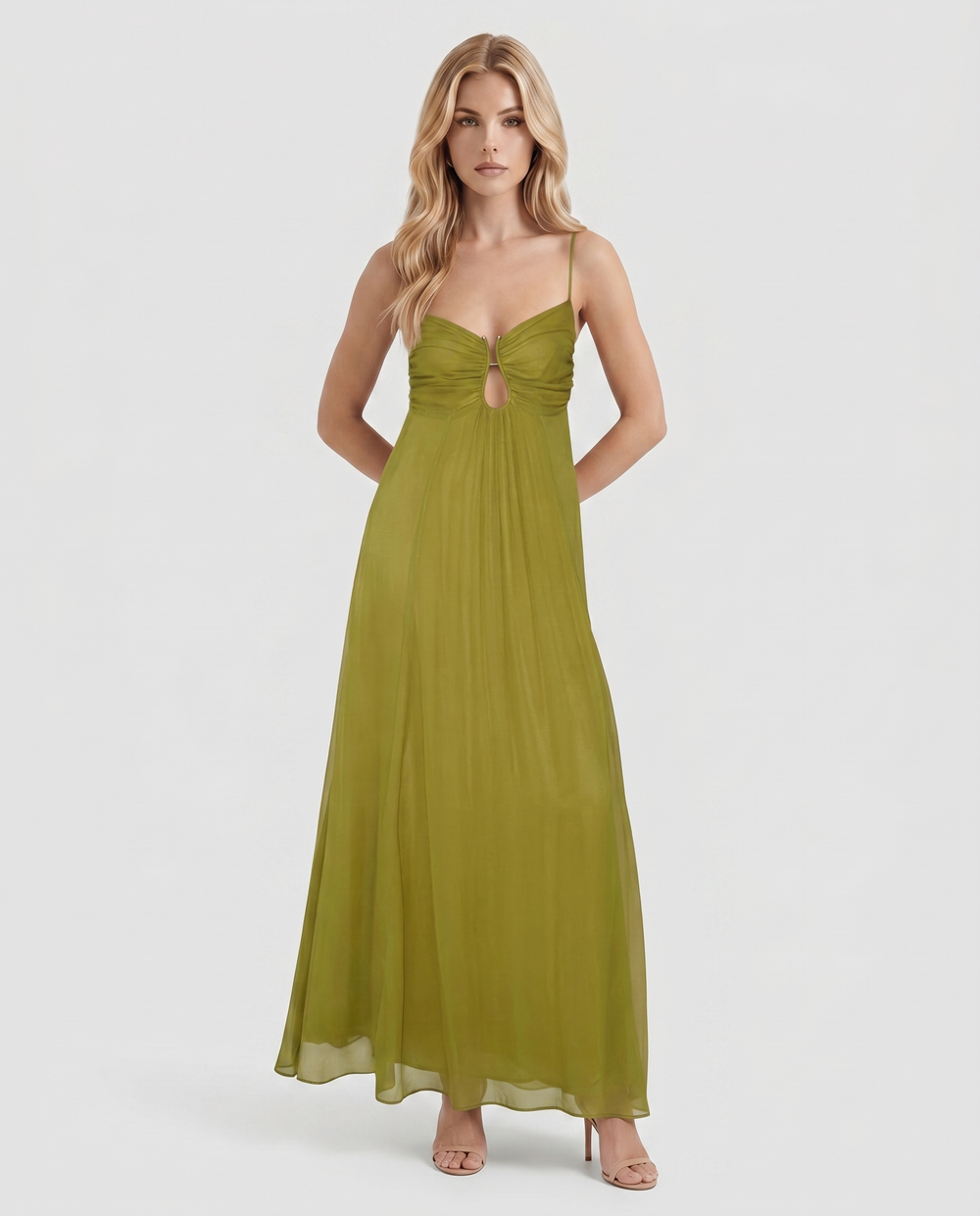 Tatum Keyhole Maxi Dress Olive Green