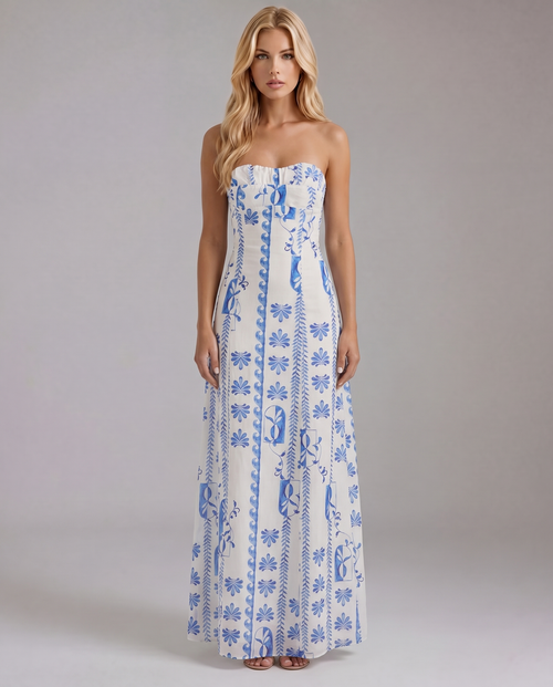 Tayla Floral Maxi Dress Blue Wave