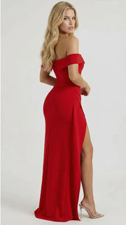 Valentina Ruched Maxi Dress Red view 3
