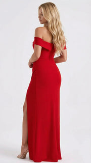 Valentina Ruched Maxi Dress Red view 4