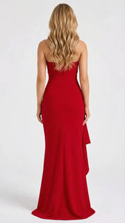Valentina Ruched Maxi Dress Red view 5