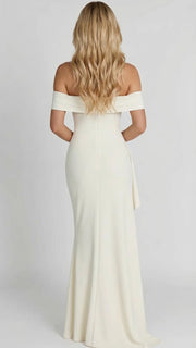 Valentina Ruched Maxi Dress White view 4
