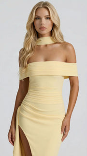Valentina Ruched Maxi Dress Yellow view 3