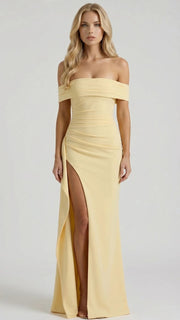 Valentina Ruched Maxi Dress Yellow view 1