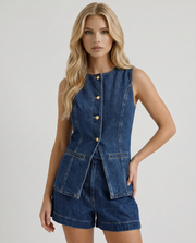 Vanya Denim Shorts Set Blue view 2