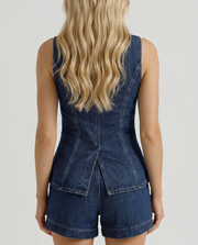 Vanya Denim Shorts Set Blue view 4