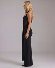 Victoria Ruched Maxi Dress Black view 3