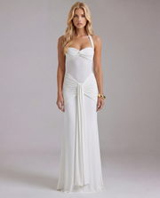 Victoria Ruched Maxi Dress White view 1
