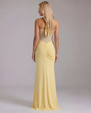 Victoria Ruched Maxi Dress Yellow view 2