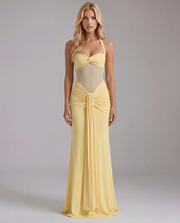 Victoria Ruched Maxi Dress Yellow view 1