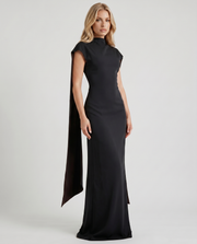 Vivienne Drape Maxi Dress Black view 3