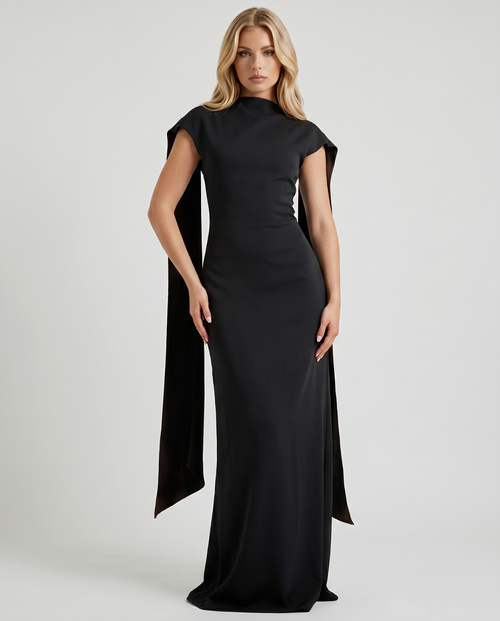 Vivienne Drape Maxi Dress Black