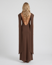 Vivienne Drape Maxi Dress Chocolate view 5