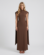 Vivienne Drape Maxi Dress Chocolate view 1