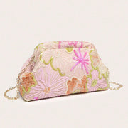 Wanda Floral Embroidered Sequin Shoulder Clutch Bag Pink view 1