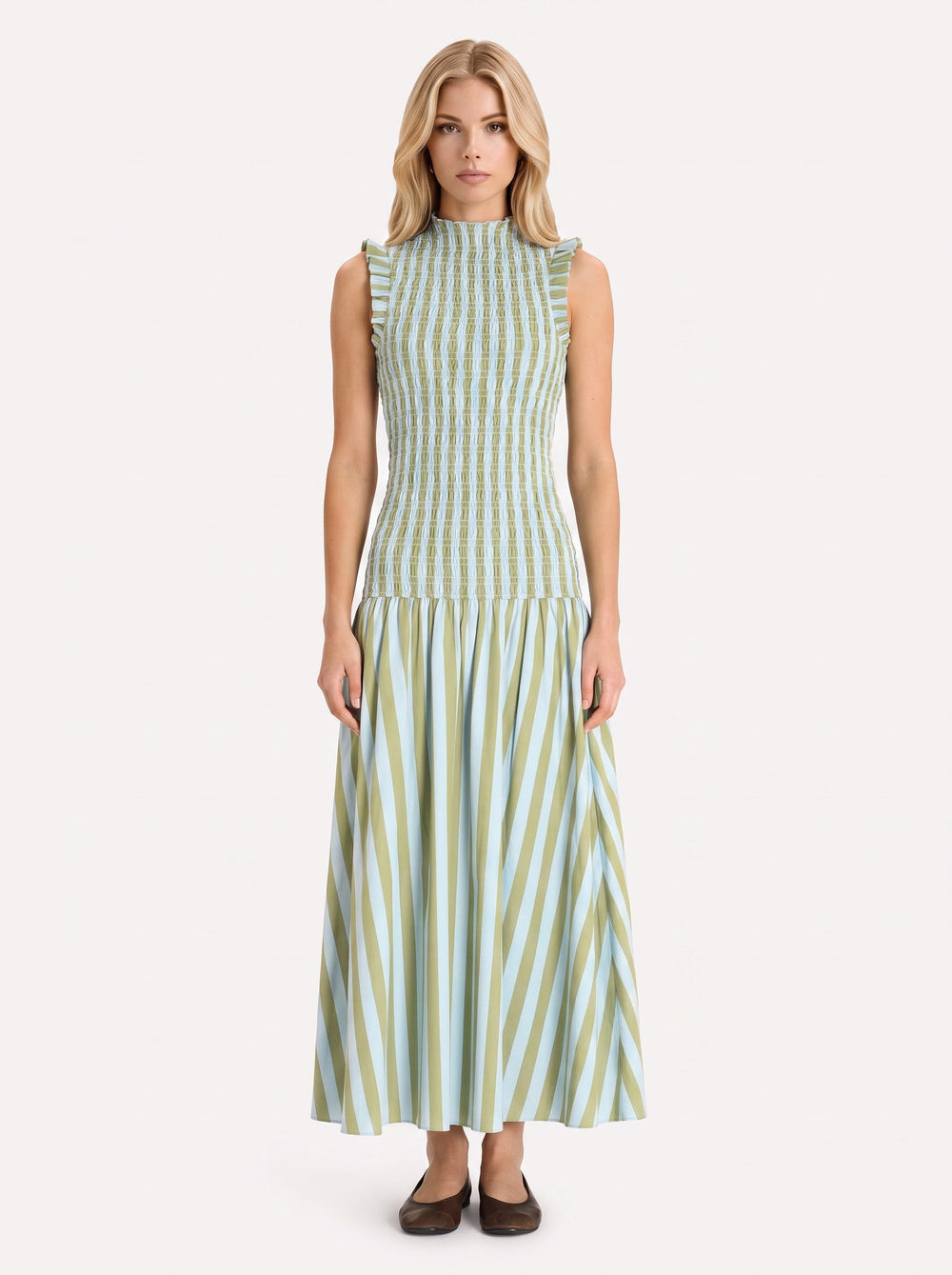 Willa Smocked Maxi Dress Green