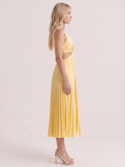 Zara Cutout Midi Dress Yellow view 4