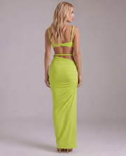 Zendeya Satin Slip Maxi Dress Green view 4