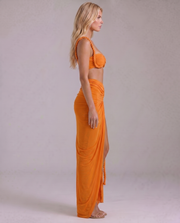 Zendeya Satin Slip Maxi Dress Orange view 3