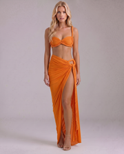 Zendeya Satin Slip Maxi Dress Orange view 1
