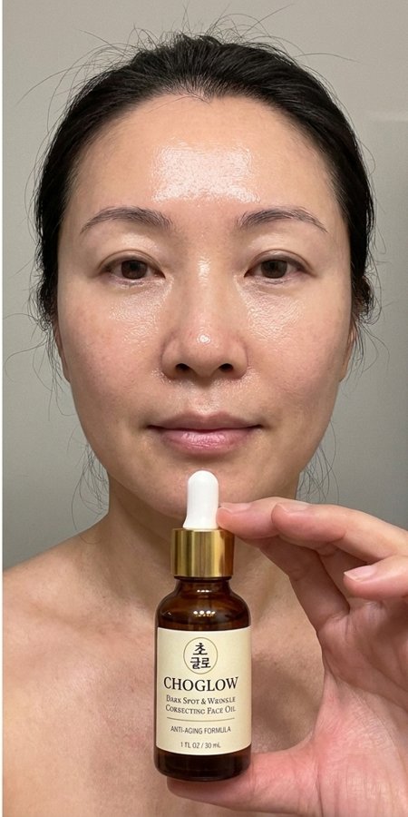 Choglow face oil real customer transformation