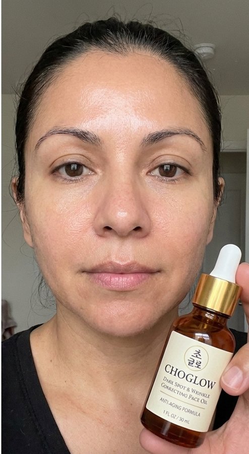 Choglow face oil real customer transformation