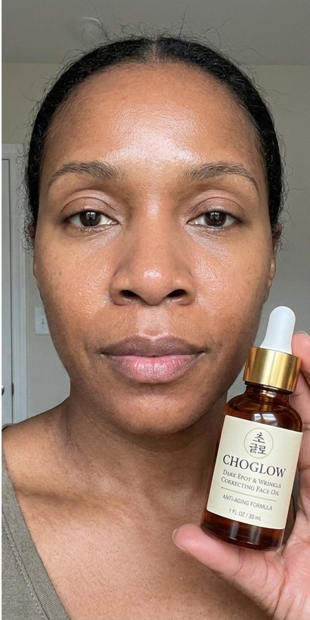 Choglow face oil real customer transformation